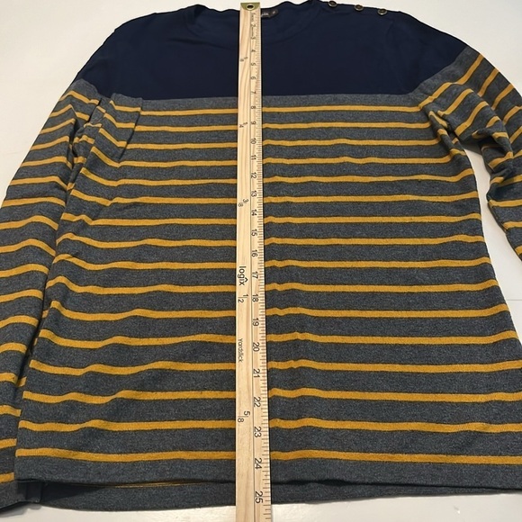J. McLaughlin Women's Gray/Yellow/Navy Long Sleeve Striped Sweater Size M - Picture 3 of 10